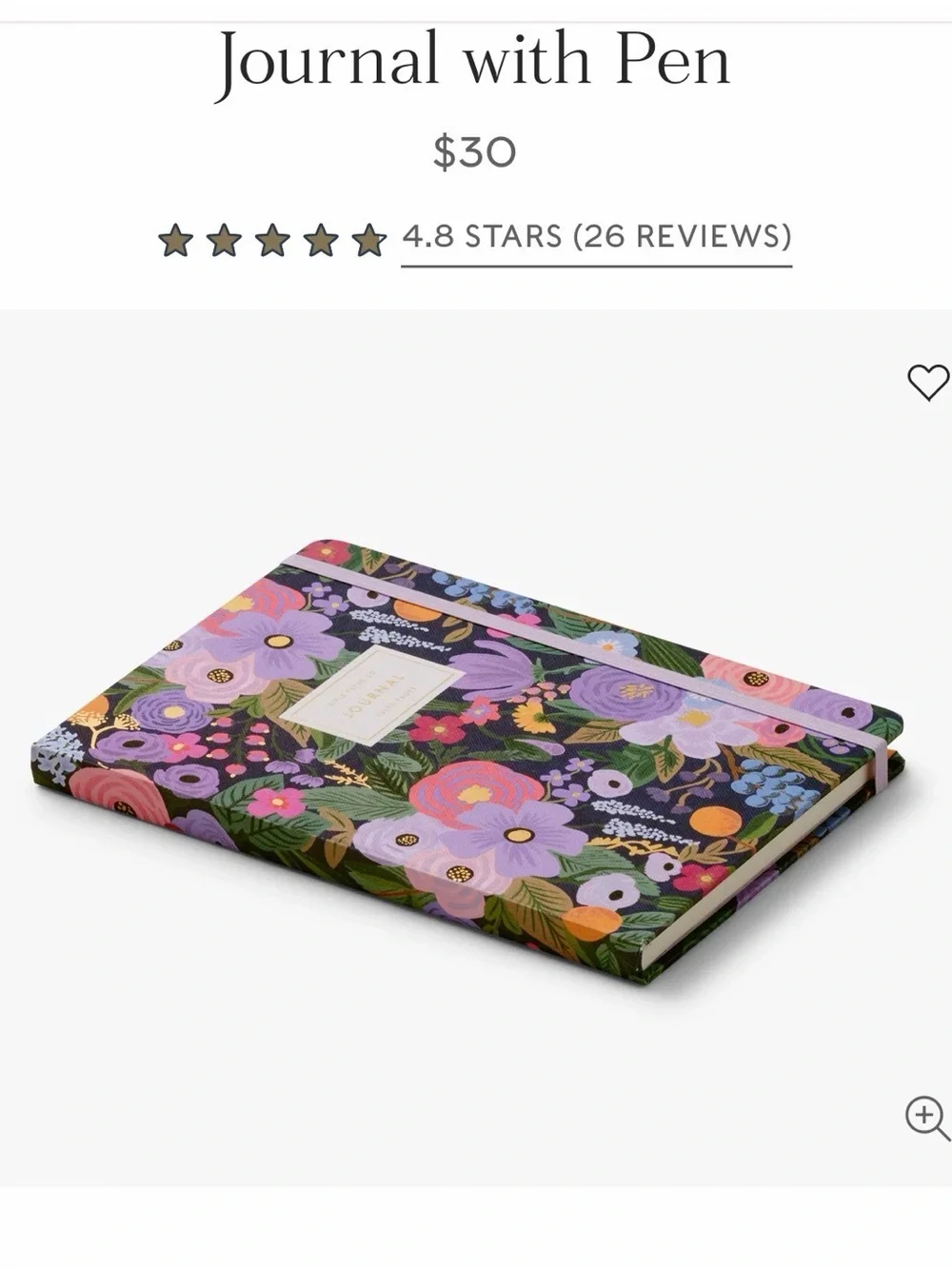 Riffle paper Co. Journal with pen “Garden Party Violet” 144 pages